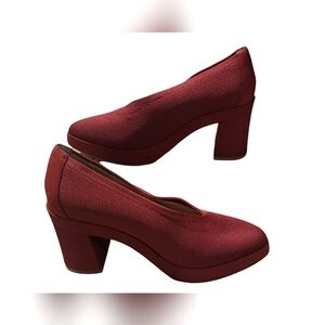 Eileen Fisher Signy Suede and Knit Block Heel Pumps